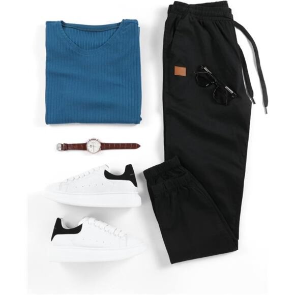 Men's Casual Jogger Pants, Cotton Drawstring Chino Cargo Hiking Outdoor Sweatpan - Picture 5 of 7